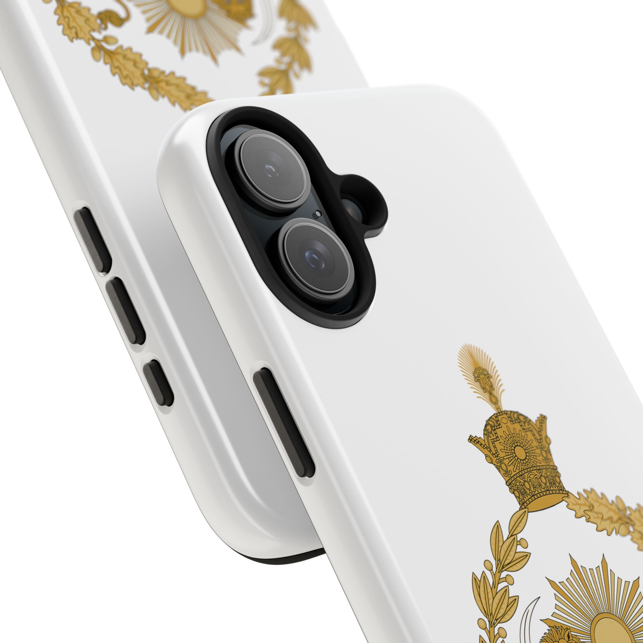 Golden Lion Emblem Tough iPhone series white SPOKE  Case -قاب گوشی آیفون طرح نشان شاهنشاهی پهلوی