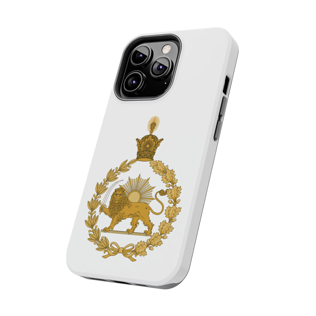 Golden Lion Emblem Tough iPhone series white SPOKE  Case -قاب گوشی آیفون طرح نشان شاهنشاهی پهلوی