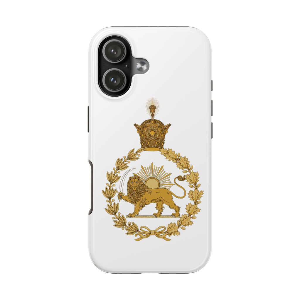 Golden Lion Emblem Tough iPhone series white SPOKE  Case -قاب گوشی آیفون طرح نشان شاهنشاهی پهلوی