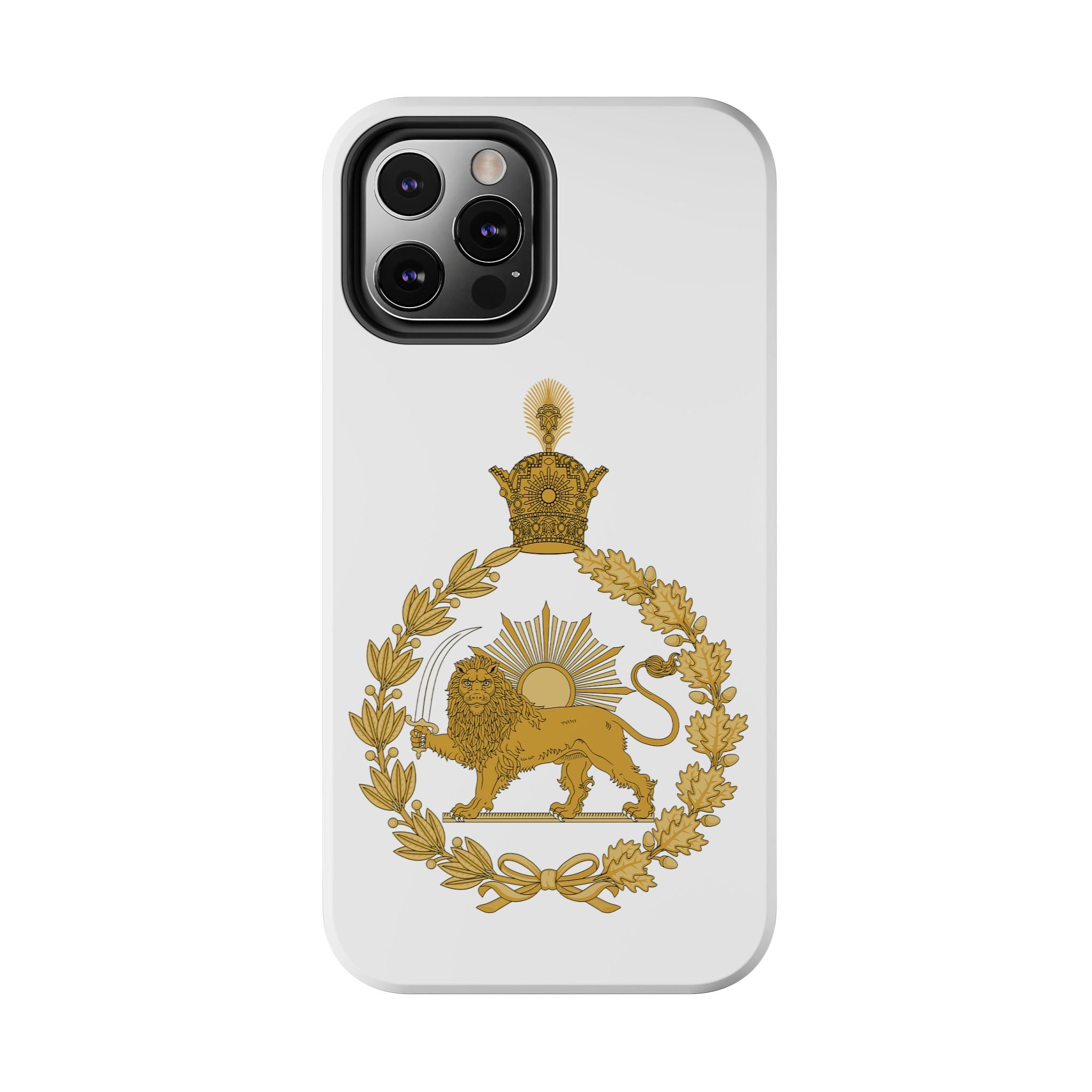 Golden Lion Emblem Tough iPhone series white SPOKE  Case -قاب گوشی آیفون طرح نشان شاهنشاهی پهلوی