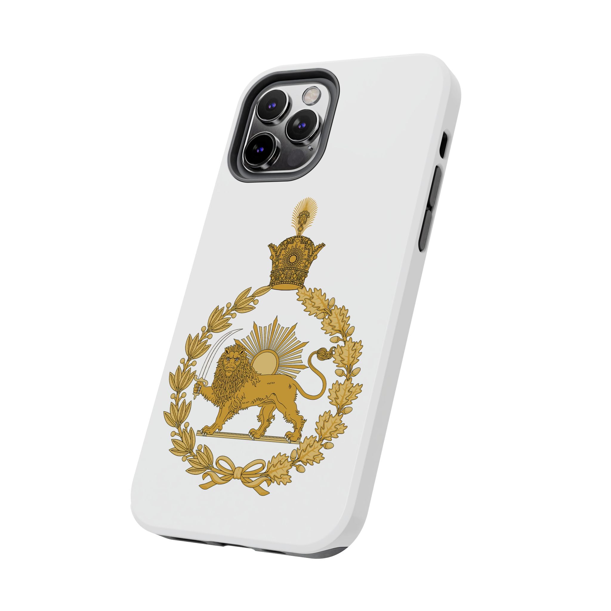 Golden Lion Emblem Tough iPhone series white SPOKE  Case -قاب گوشی آیفون طرح نشان شاهنشاهی پهلوی