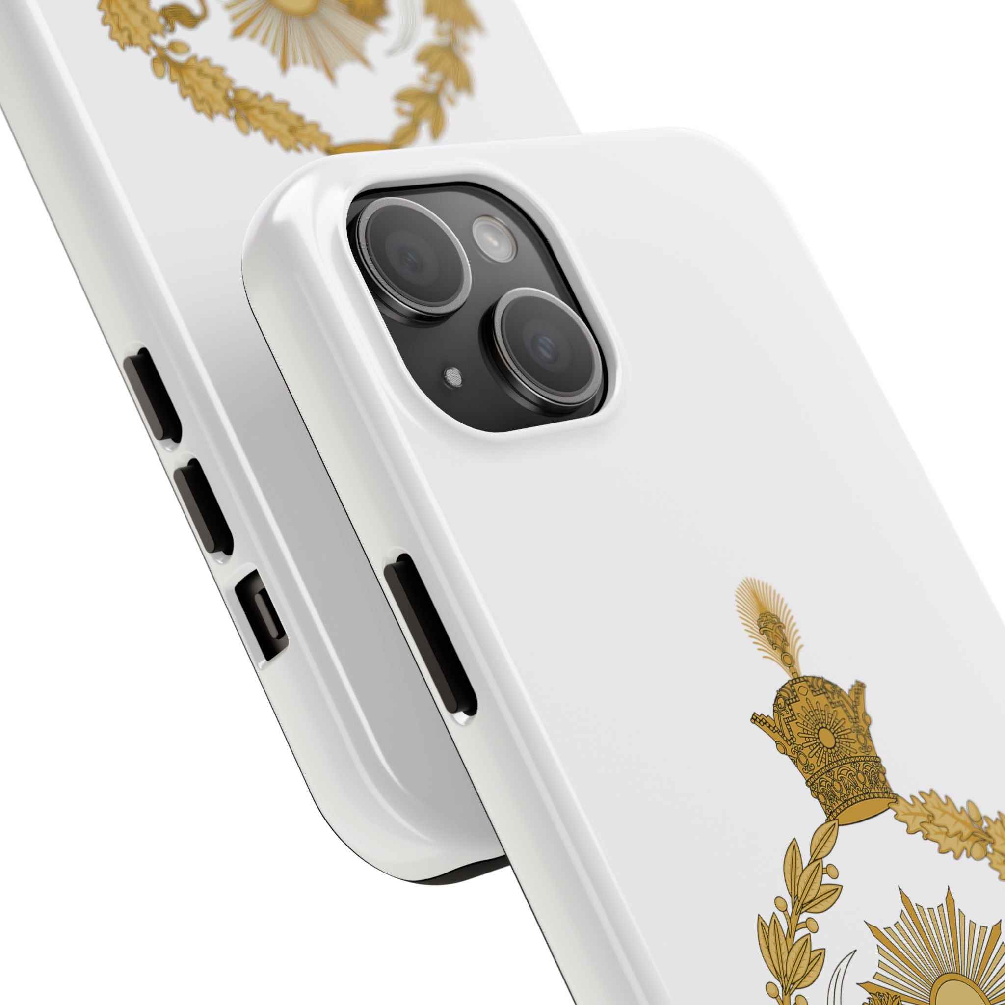Golden Lion Emblem Tough iPhone series white SPOKE  Case -قاب گوشی آیفون طرح نشان شاهنشاهی پهلوی