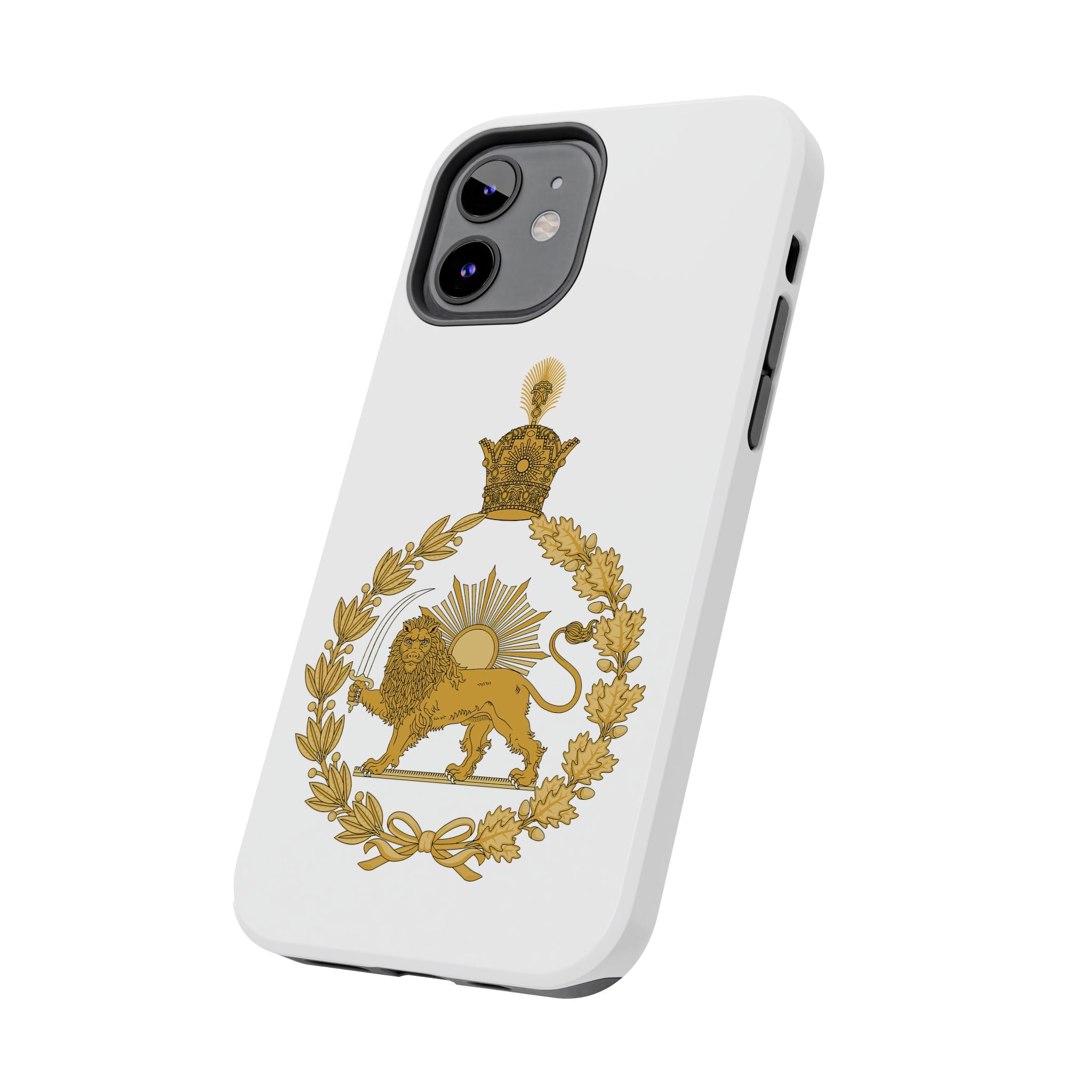 Golden Lion Emblem Tough iPhone series white SPOKE  Case -قاب گوشی آیفون طرح نشان شاهنشاهی پهلوی