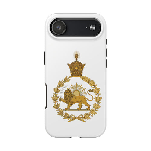 Golden Lion Emblem Tough iPhone series white SPOKE  Case -قاب گوشی آیفون طرح نشان شاهنشاهی پهلوی