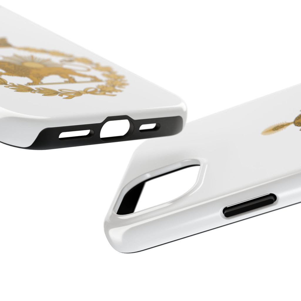 Golden Lion Emblem Tough iPhone series white SPOKE  Case -قاب گوشی آیفون طرح نشان شاهنشاهی پهلوی