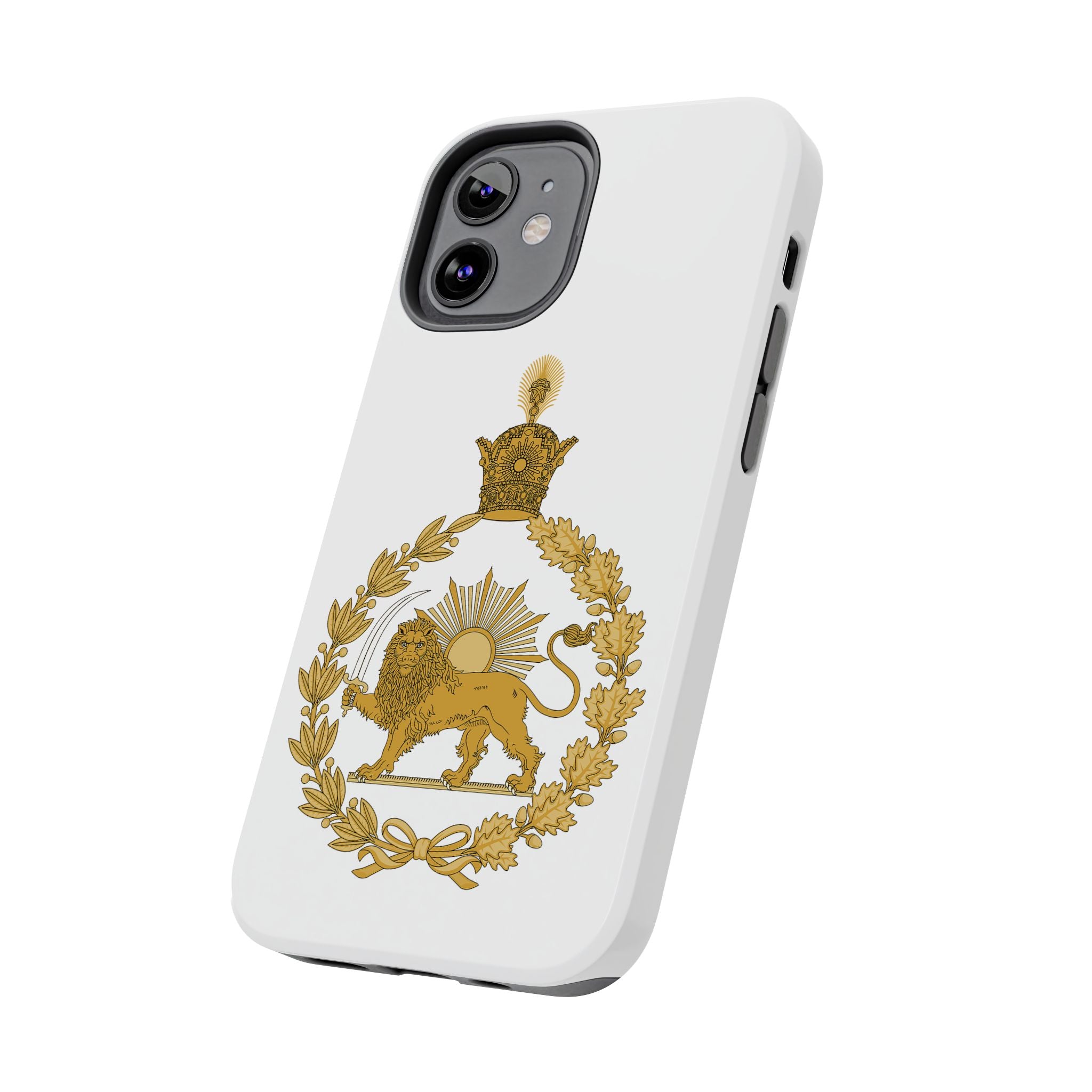 Golden Lion Emblem Tough iPhone series white SPOKE  Case -قاب گوشی آیفون طرح نشان شاهنشاهی پهلوی