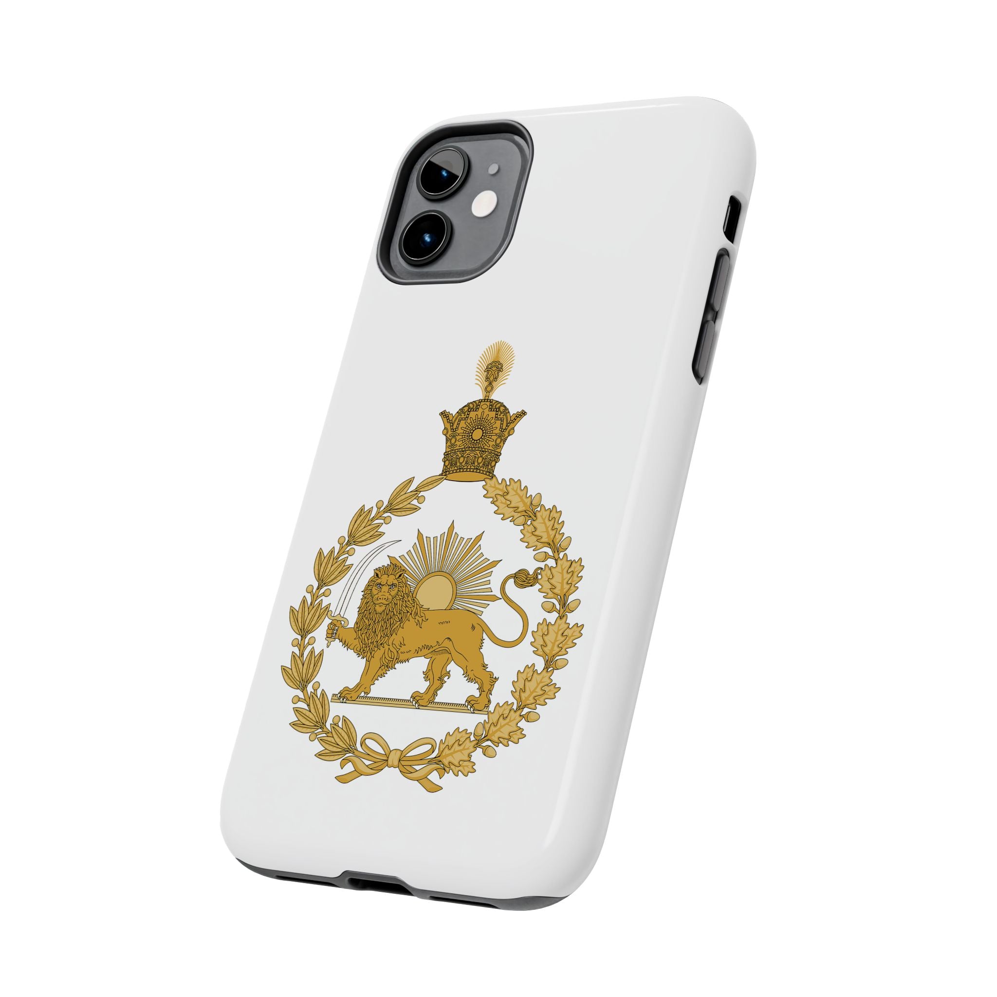 Golden Lion Emblem Tough iPhone series white SPOKE  Case -قاب گوشی آیفون طرح نشان شاهنشاهی پهلوی
