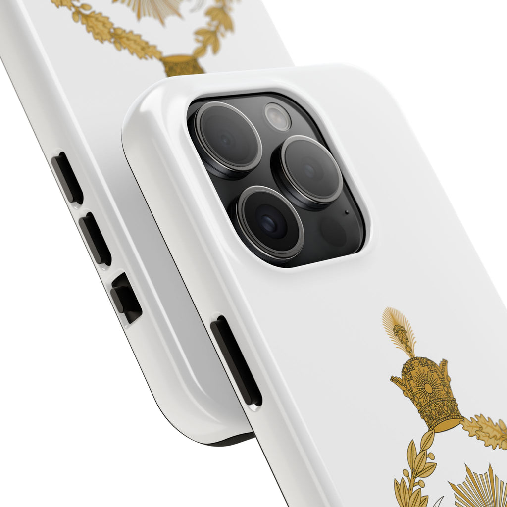 Golden Lion Emblem Tough iPhone series white SPOKE  Case -قاب گوشی آیفون طرح نشان شاهنشاهی پهلوی