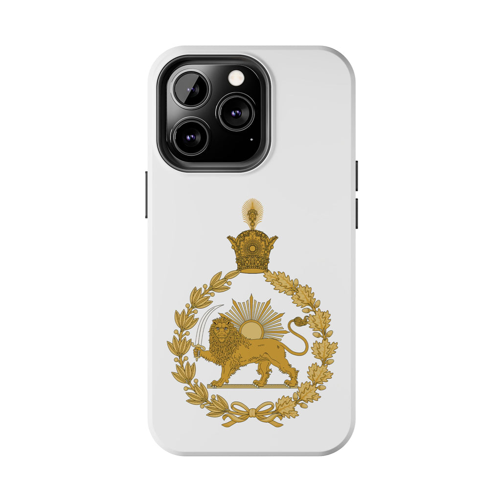 Golden Lion Emblem Tough iPhone series white SPOKE  Case -قاب گوشی آیفون طرح نشان شاهنشاهی پهلوی