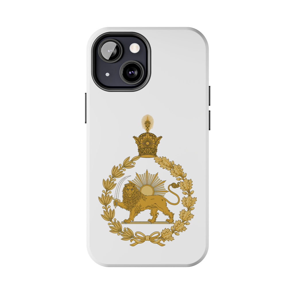 Golden Lion Emblem Tough iPhone series white SPOKE  Case -قاب گوشی آیفون طرح نشان شاهنشاهی پهلوی