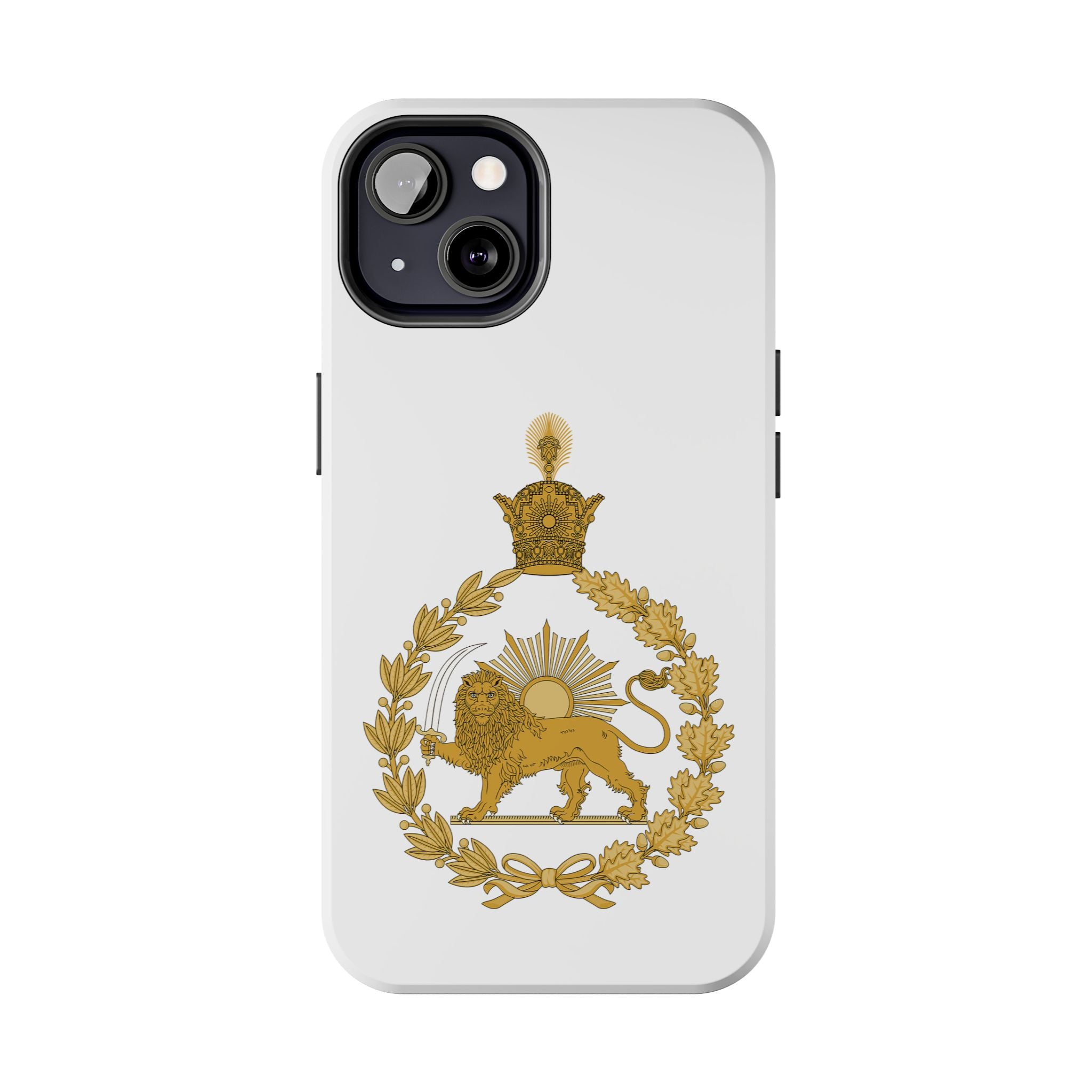 Golden Lion Emblem Tough iPhone series white SPOKE  Case -قاب گوشی آیفون طرح نشان شاهنشاهی پهلوی