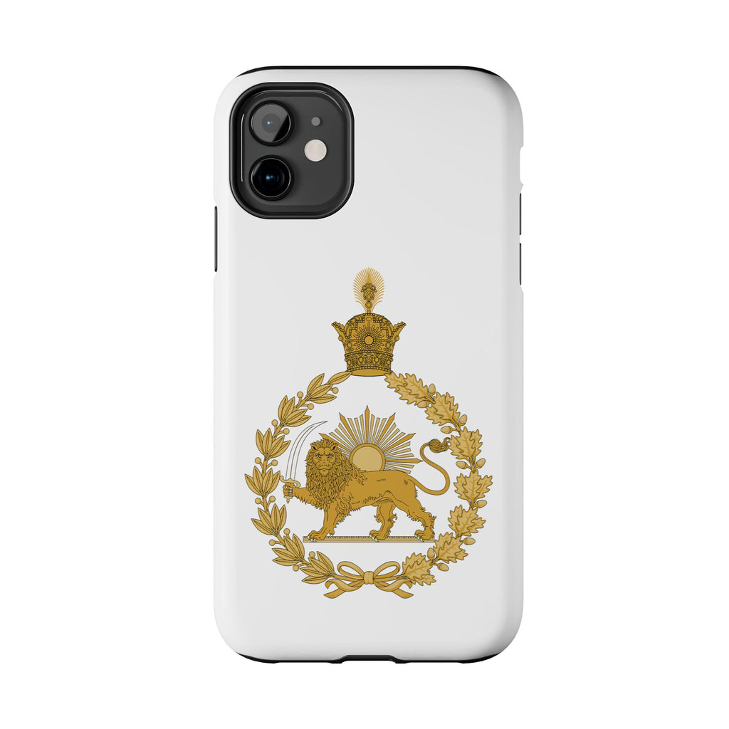 Golden Lion Emblem Tough iPhone series white SPOKE  Case -قاب گوشی آیفون طرح نشان شاهنشاهی پهلوی